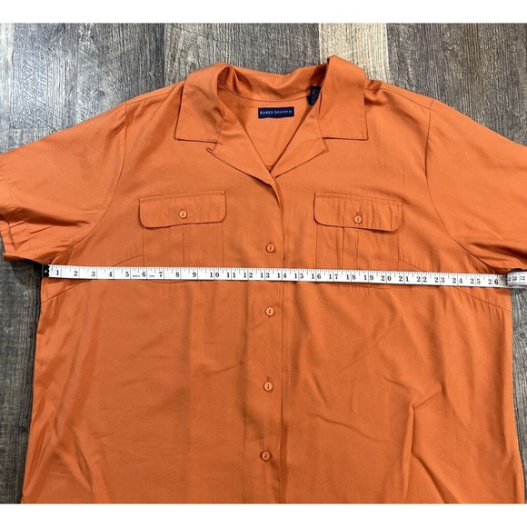 Karen Scott II Short Sleeve Button Down Orange Lightweight Blouse Size 2X - Picture 10 of 13